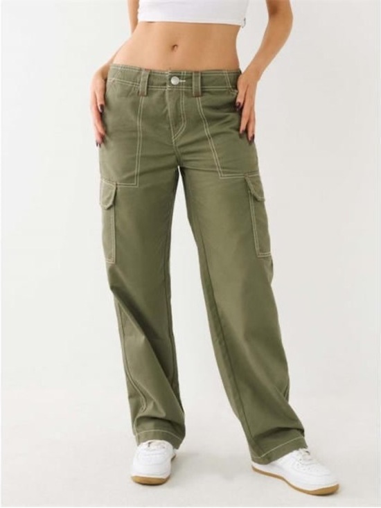 True Religion Denim - True Religion Olive Green Boyfriend Cargo Jeans